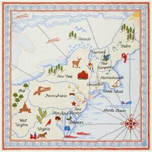 Tory Burch East Coast Map Square Scarf